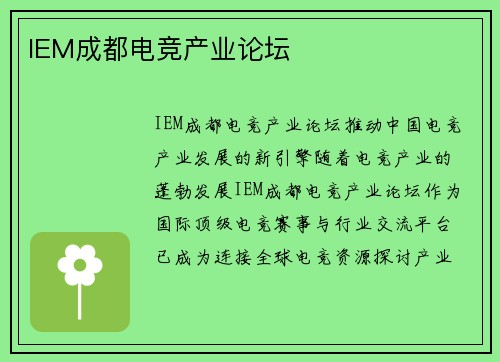 IEM成都电竞产业论坛