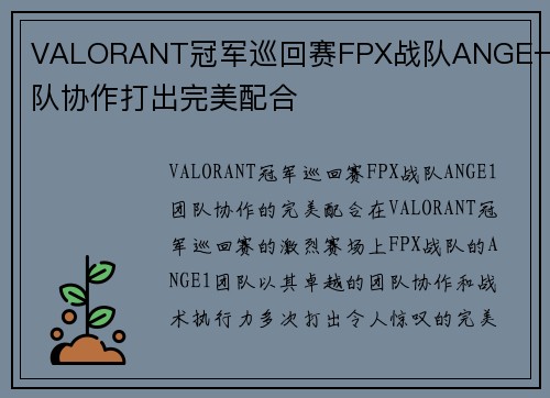 VALORANT冠军巡回赛FPX战队ANGE一团队协作打出完美配合