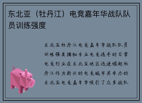 东北亚（牡丹江）电竞嘉年华战队队员训练强度